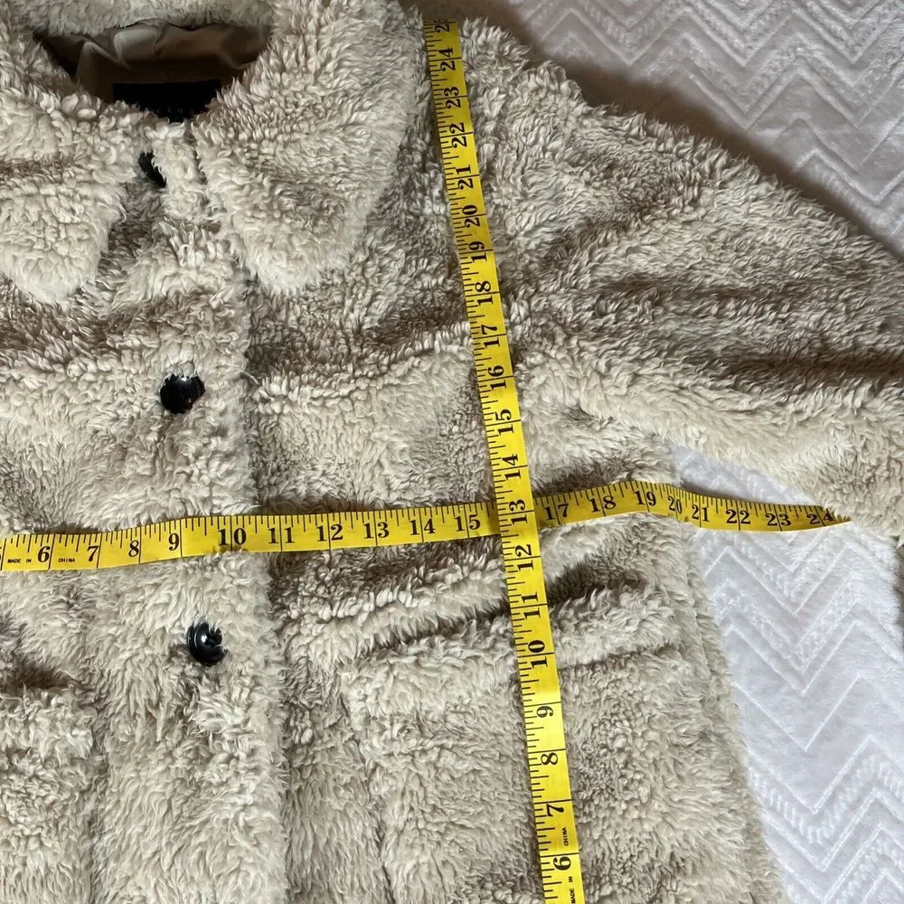 Sanctuary Sherpa Jacket Size‎ M Teddy Bear Coat Beige Anthropologie - Picture 13 of 14